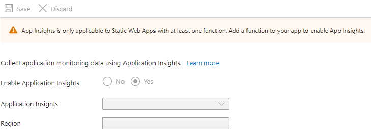 Static Web App Application Insights