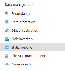 Blob Storage static website menu