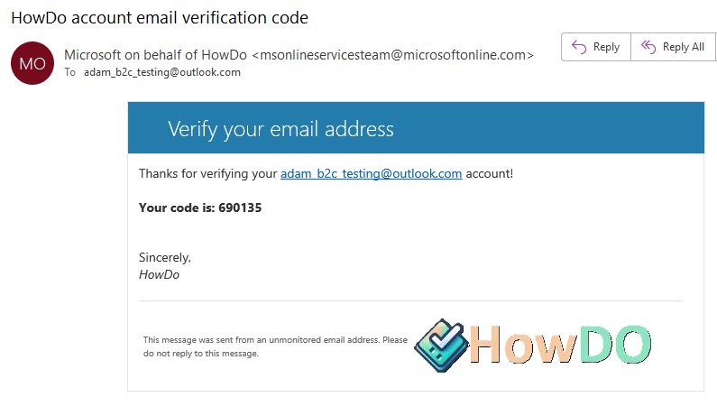 Verification email with company branding