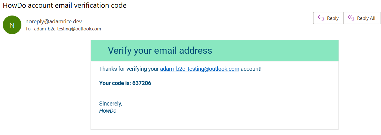 Custom email verification