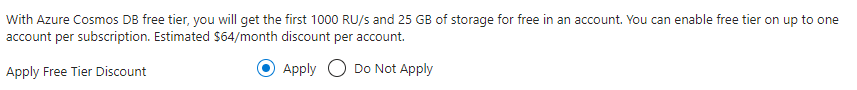 Cosmos DB free tier