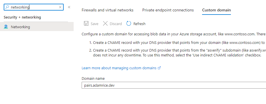 Custom domain config